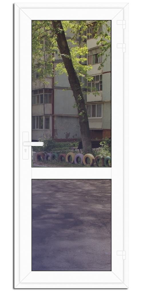 Балконные остекленные двери ПВХ с импостом 700x2200 KBE ST PLUS